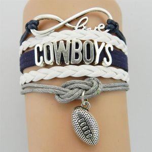 Multi-camada Cowboys Carta Infinito Time de Futebol Pulseira Trançada Pulseira Esportiva Nova 215p