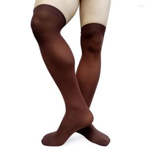 Meias masculinas coxa alta náilon para homens softy mangueira meia tubo exótico formal wear terno masculino vestido de negócios meias