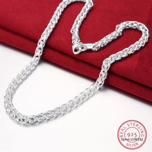 Zincirler 925 STERLING Gümüş 6mm 20 inç zincir kolye kadınlar için erkekler Chokers kolyeler mücevher Noel hediyesi219h