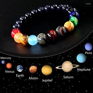 Link Armbänder Acht Planeten Perlenarmband Männer Naturstein Universum Solar Chakra Frauen Schmuck Geschenke Drop 2023
