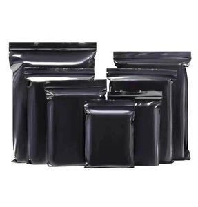 Partihandel Black PE Plastic Self Seal Bag Återställbar återanvändbar presentomsorg Elektronisk presentförpackning Förpackning Puchaging Pouches