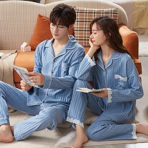 Herren Nachtwäsche 2023 Baumwolle Paare Pyjamas Set Herbst Strickjacke Homewear Für Liebhaber Frühling Männer Und Frauen Passenden Pijamas Hombre Mujer