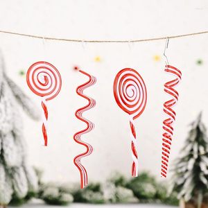 Juldekorationer Merry Cane Candy Pendants Red Ice Spiral Lollipop Tree Hanging Decor for Year Xmas Party Home Ornaments