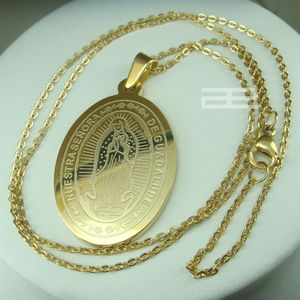 ladies 18K 18CT Yellow Gold GP The Virgin Mary Chain Pendant necklace N204217S