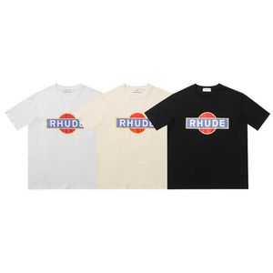 2024men's T-shirts Xiaozhongchao Brand Rhude High Street Simple Print Short Sleeve Casual Fashion T-shirt Loose Couple Men and Women