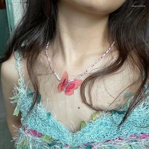 Halsband Mode Bunte Schmetterling Halskette Für Frauen Vintage Charme Perlen Süße Und Coole Mädchen Y2k Zubehör Schöne Schmuck