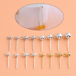 Stud Earrings 5 Pairs Of S925 Sterling Silver Gold-plated Open Ring Handmade DIY Material Jewelry Accessories