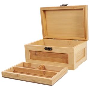Gift Wrap Bamboo Storage Box Decorative Case Jewelry Container Holder Organizer Small Retro