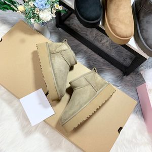 مصمم أحذية للنساء أستراليا الثلج الحذاء النسائي للأزياء النعال الفائقة منصة مصغرة الجوارب الشتوية الفاخرة من جلد الغزال