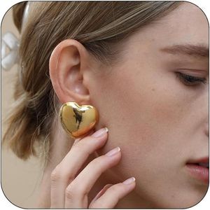 Stud Earrings Chunky Gold Silver Color For Women Statement Stainless Steel Cute Heart Hypoallergenic Fashion Jewelry