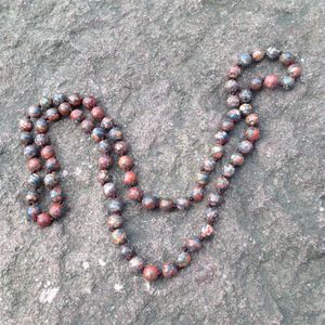 ST0270 10mm Leopardskin Jasper Stone Man Women Unique Boho Jewelry 40'' Long Necklace natural stone bead necklace262e