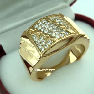 men's 18K Yellow Gold plated Ring CZ Vogue popular Jewelry SIZE Q-Z 5 R211301l