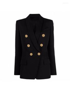 Ternos femininos cáqui jaqueta blazer designer fino duplo breasted botão de ouro roupas femininas rosa negócios escritório wear casaco formal