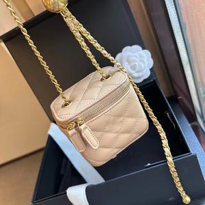 2023 Ny lyxdesign Women's Classic Vintage Box Bag Gold Bead Chain Small Box Elegant Quality Mini One Shoulder Crossbody Bag