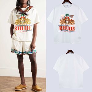 T-shirt 2024Men's American Small Cowl Fashion Brand Rhude Design Sente