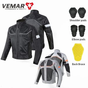 Men's Jackets Motorbike Vemar Men's Jacket Breathable Mesh Moto CE Protection Motorcycle Riding Coat Guard Motocross Rider Clothing Black/Gray 230928