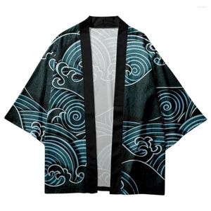 Ethnic Clothing Japanese Wave Printed Kimono Beach Shorts Traditional Anime Clothes Cardigan Cosplay Men Women Yukata Shirt Blouse