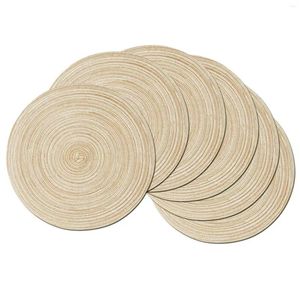 Table Mats Round Rop Cotton Braided Place Placemas Non Slip Set Of 6 For Dining Kitchen Woven