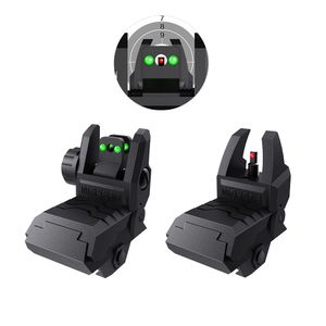 Upgraded MGP CQB Fiber Optics Armor Gen 1 Flip Sight Front and Rear Folding Back-Up Sights Red Green Fiber for M4 AR15 fit 20mm Picatinney Weaver Rail