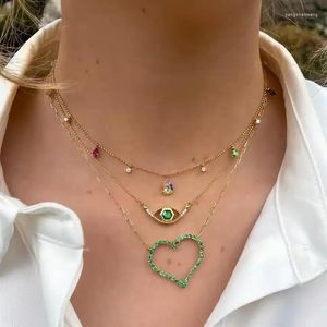 CHOKER 2023 Boho Vintage Yeşil CZ Hallow Kalp Şeklinde Chocker Kolye Kadın Moda Partisi Takı Kız arkadaşı Valentine'nin Hediyesi