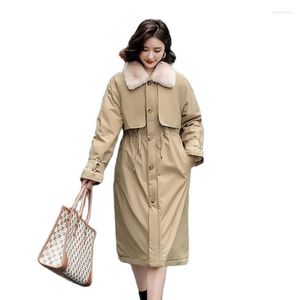 Trench da donna Abiti in cotone di fascia alta 2023 Giacca invernale Aggiungi velluto caldo versione coreana Soprabito Parka Giacca a vento femminile