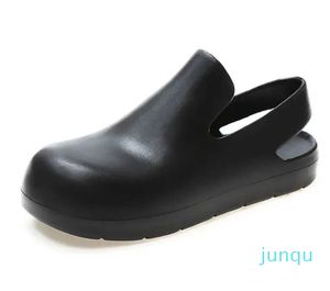 Летние сандалии с мягкой подошвой, женские туфли на плоской подошве, простая верхняя одежда, Baotou, непромокаемая обувь, желейная пластиковая обувь для воды, зеленый, черный, коричневый T230208