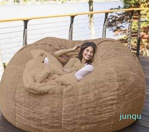 Chair CoversGiant Fur Bean Bag Cover Big Round Soft Fluffy Faux BeanBag Lazy SofaChair