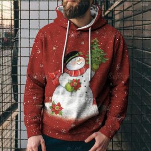 メンズパーカー2023男性用のクリスマスパーカースウェットシャツホリデートップ3Dプリントプルオーバーシンプルファッションセーター特大のフード付き服