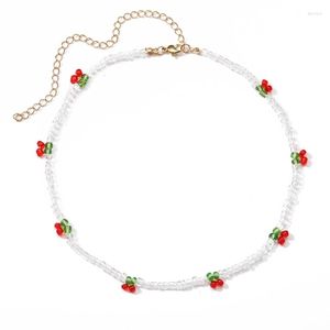 Ожерелья с подвесками в богемном стиле, женские бусины, ювелирное ожерелье с вишневым украшением