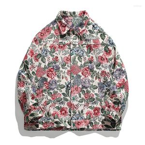 Jaquetas masculinas outono flor jacquard jaqueta homens oversize baggy casaco moda coreano streetwear botão outerwear roupas tops masculino plus size