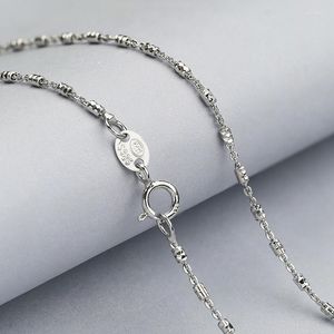 Ketten Massive Silber Halskette Für Frauen Koreanische Kette Gravierte Schlüsselbein 925 18 zoll Schmuck