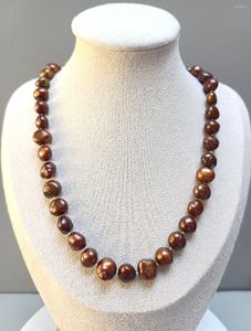 Chains Hand Knotted 8-9mm Brown Green White Freshwater Baroque Pearls 45cm Necklace Women Fashion Jewelry