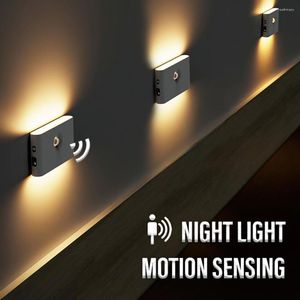 Luzes noturnas luz com sensor de movimento led tipo-c lâmpadas de carregamento lâmpada sem fio infantil para mesa de cabeceira quarto