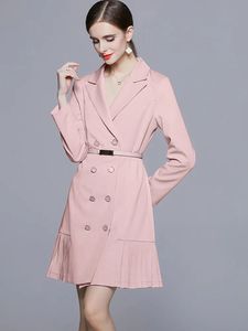 Grundläggande avslappnade klänningar Ny modebutik Autumn Winter Temperament Small Fragrance Style Blazer Dress Women's Long Sleeve Double Breasted Dress 2024