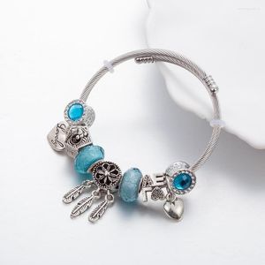 Braccialetti con ciondoli Misura liberamente regolabile Perline blu con braccialetti acchiappasogni per le donne Gioielli speciali Pulseira Feminina