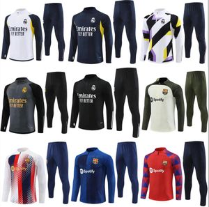 Tute da calcio per bambini BarcelonaS Set Real madrids TRACKSUIT set 2023 24 kit da calcio per uomo e bambino chandal futbol survêtement madrides TRAINING tuta da calcio giacca