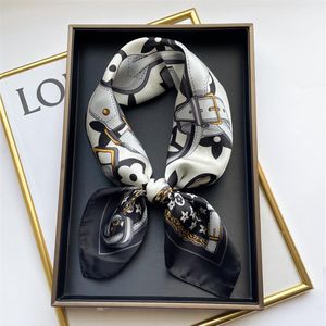 20style 70-70cm Designer Letters Chain Print Floral Silk Scarf for Women Luxury Classic Handle Bag Ribbon Scarves Paris Shoulder T292q