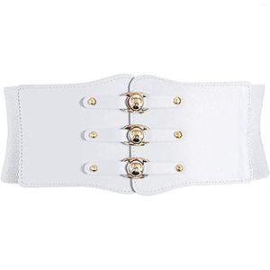 Belts Wide Waist Belt For Women PU Leather Slimming Body Ladies Dress Elastic White Black Corset Female Waistband