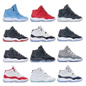 Baby Kids Big Kid Buesball Buty 11 11S XI Cherry Hoded Cool Grey Concord Unc Win jak dla Toddler Boys Dziewczyn