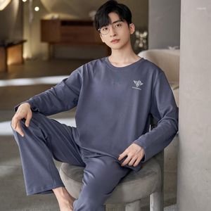 Mäns Sleepwear 2023 Spring Autumn Cotton Men Pyjama Set Pyjamas Matching Sleep Loungewear Man Korean Fashion Suits Pyjamas