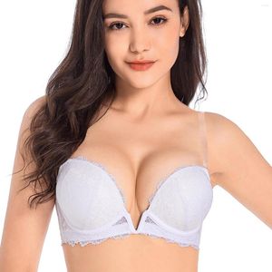Bras Wedding For Women Pure White Push Up Plunge Sexy Bra Invisible Adjusted Convertible Straps Extra Thick Padded Lingerie