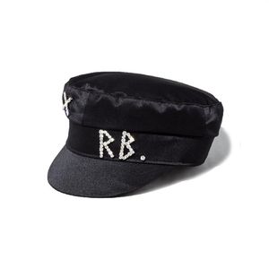 Simples Strass RB Chapéu Mulheres Homens Street Fashion Style Newsboy Chapéus Boinas Pretas Flat Top Caps184D