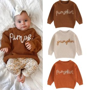 Cardigan FOCUSNORM 0 3Y Toddler Baby Girls Boys Autumn Winter Knit Sweater 3 Colors Long Sleeve Pumpkin Letter Embroidery Knitwear 230928