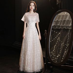 Sexy elegante Mutter von Braut Kleidern Champagner -Kappe Ärmel Chiffon Spitzen Applikationen glänzende Kristallboden Pluig -Size -Mitte Hochzeiten Abend Party Abschlussballkleider