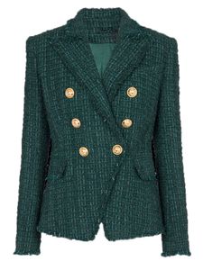 919 xxl 2023 milão pista outono outwear feminino manga longa casaco lapela pescoço casaco botão verde tweed roupas de moda das mulheres oalaidi