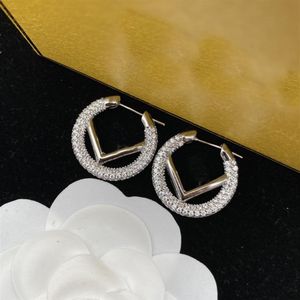 Kobiety Diamonds Hoop Projektanci Kołowie biżuteria luksusowy moda czarne kryształowe kolczyki stołki litery f kolczyki pudełko obręcze ładne 315s