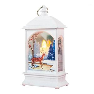 Juldekorativ vintage Santa Snowman Elk Hanging Light Flame Night Light Festival LED Lantern Decor12356