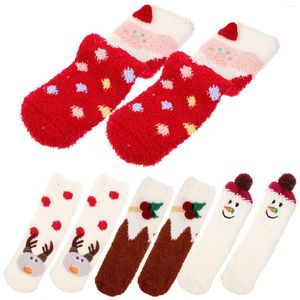 Brooches 4 Pairs Socks Women Warm Christmas Stocking Ankle Womens Fashion Keep Fancy Dress Parent-child