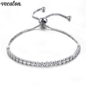 Vecalon Female Extend Armband 4mm Diamond White Gold Filled Crystal Engagement Wedding Armband For Women Jewelry237T