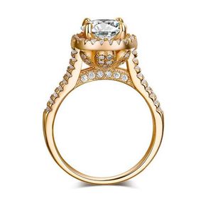 Size 5-11 New Brand Desgin Luxury Jewelry Round Cut White Sapphire 925 Sterling Silver Yellow Gold CZ Diamond Wedding Crown Women 228Q